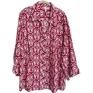 JM Collection 100% Linen Womens Size 24W Button Up Shirt Blouse Collared Summer